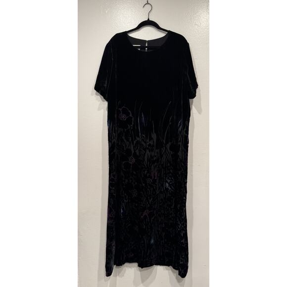 David Dart Floral Velvet Maxi Dress Women’s Plus Size 1X Short Sleeve Holiday - Picture 2 of 10
